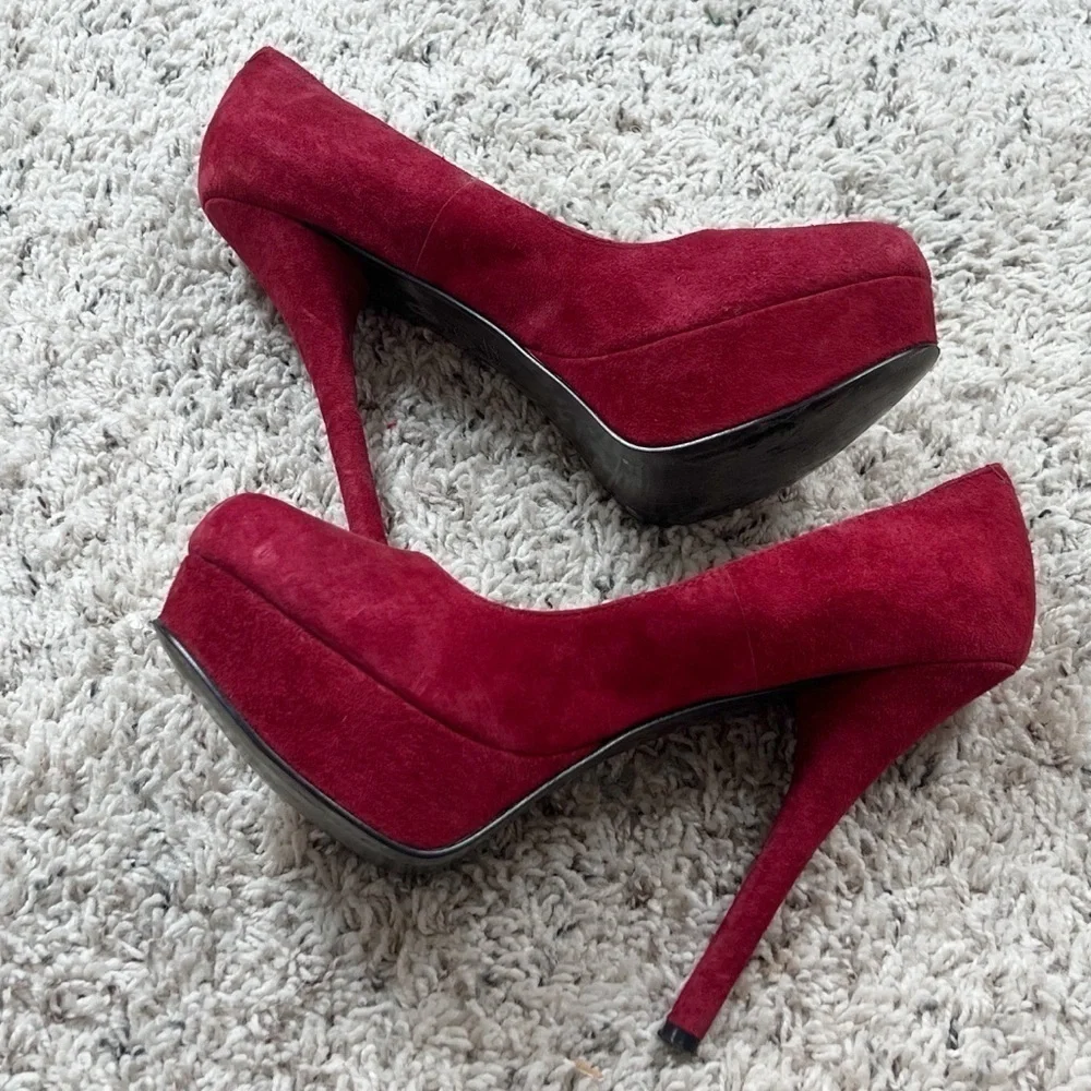 Zigi Soho Suede Leather Red Platform Stiletto Heels Pumps Size 9 Women’s